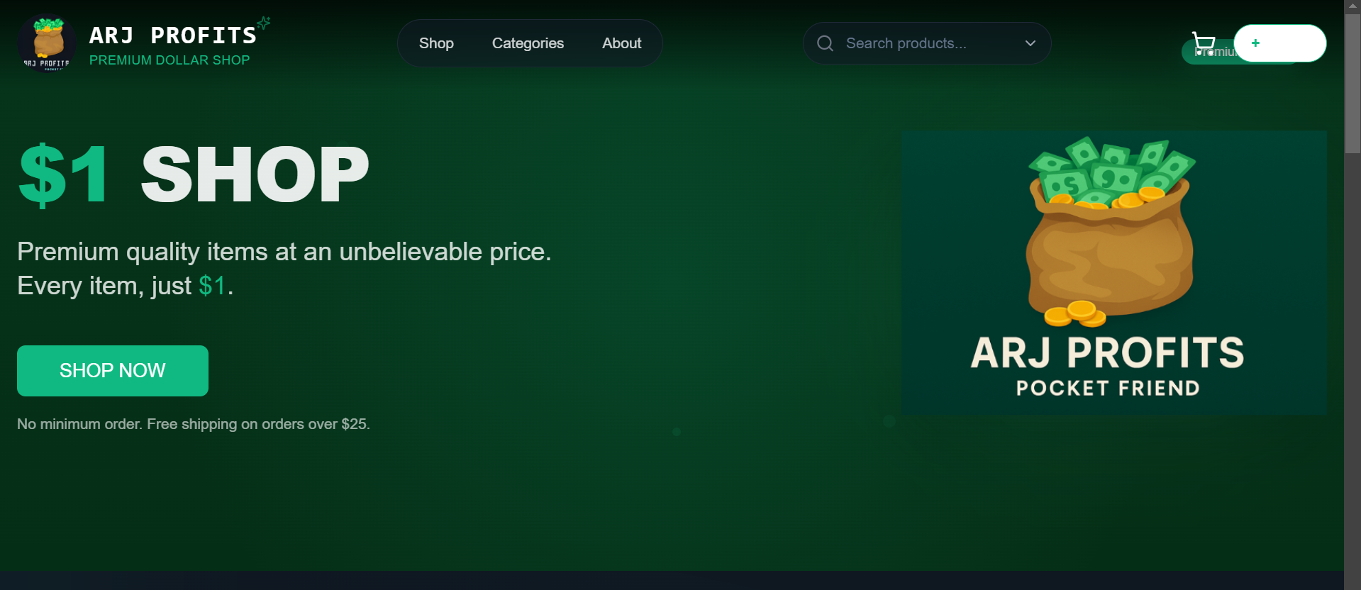 Screenshot of ARJ PROFITS 1 Dollar Shop