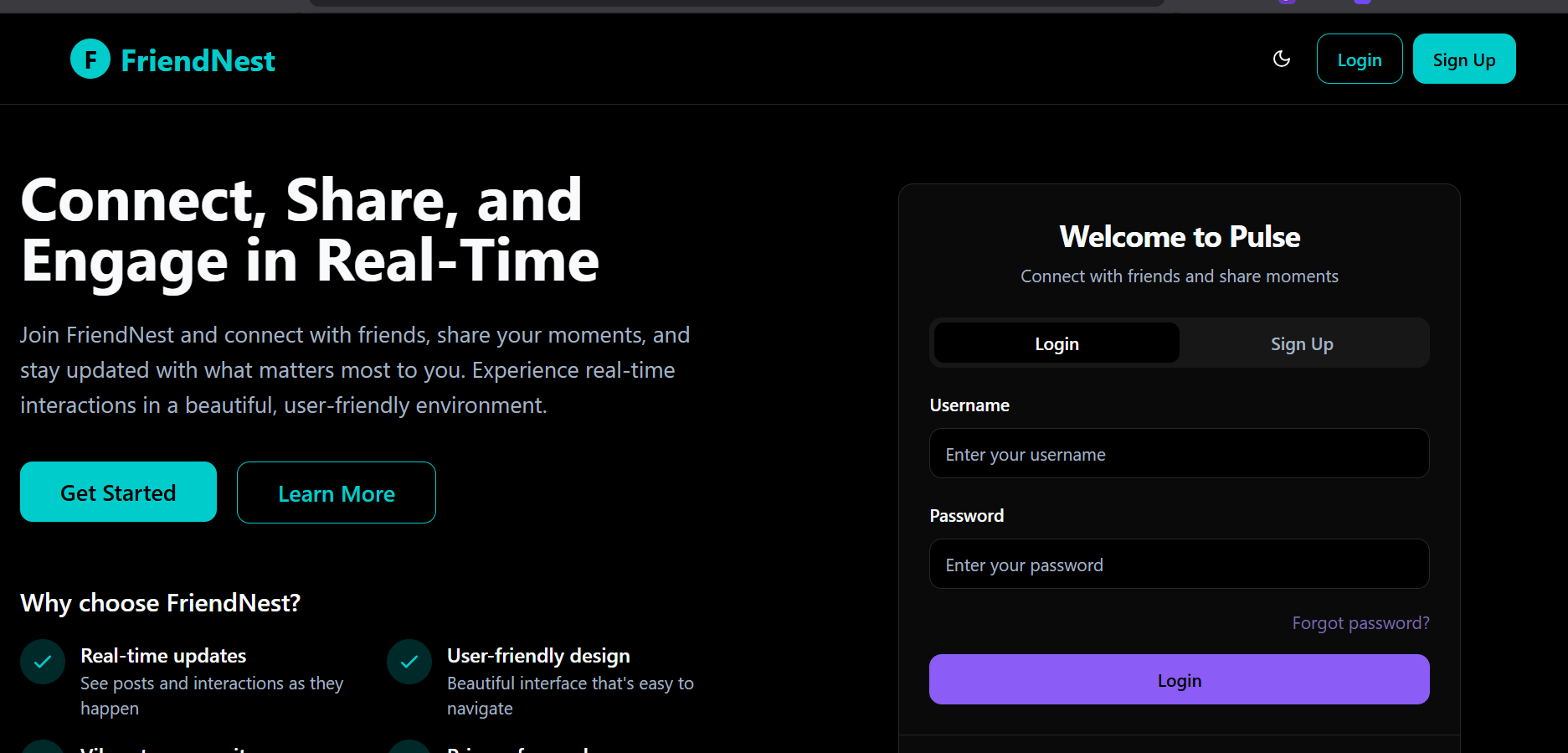 Screenshot of FriendNest